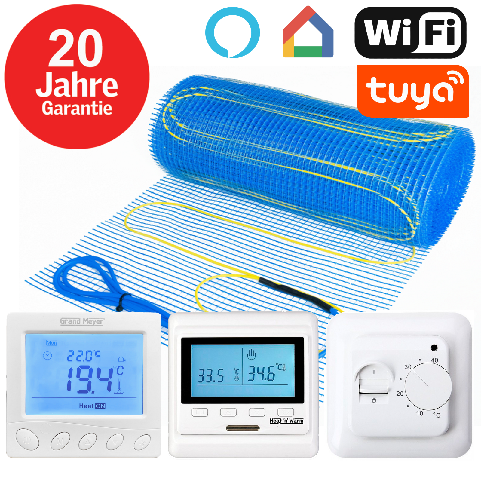 elektrische fussbodenheizung - premium 150 W/m² TWIN Technologie Fliese Regler