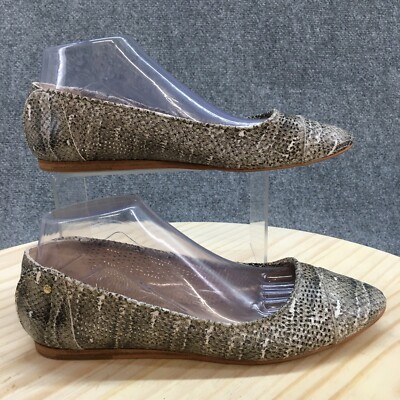 Vince Camuto Shoes Womens 9 M Lemel Ballet Flats Snake Skin Print Black Brown