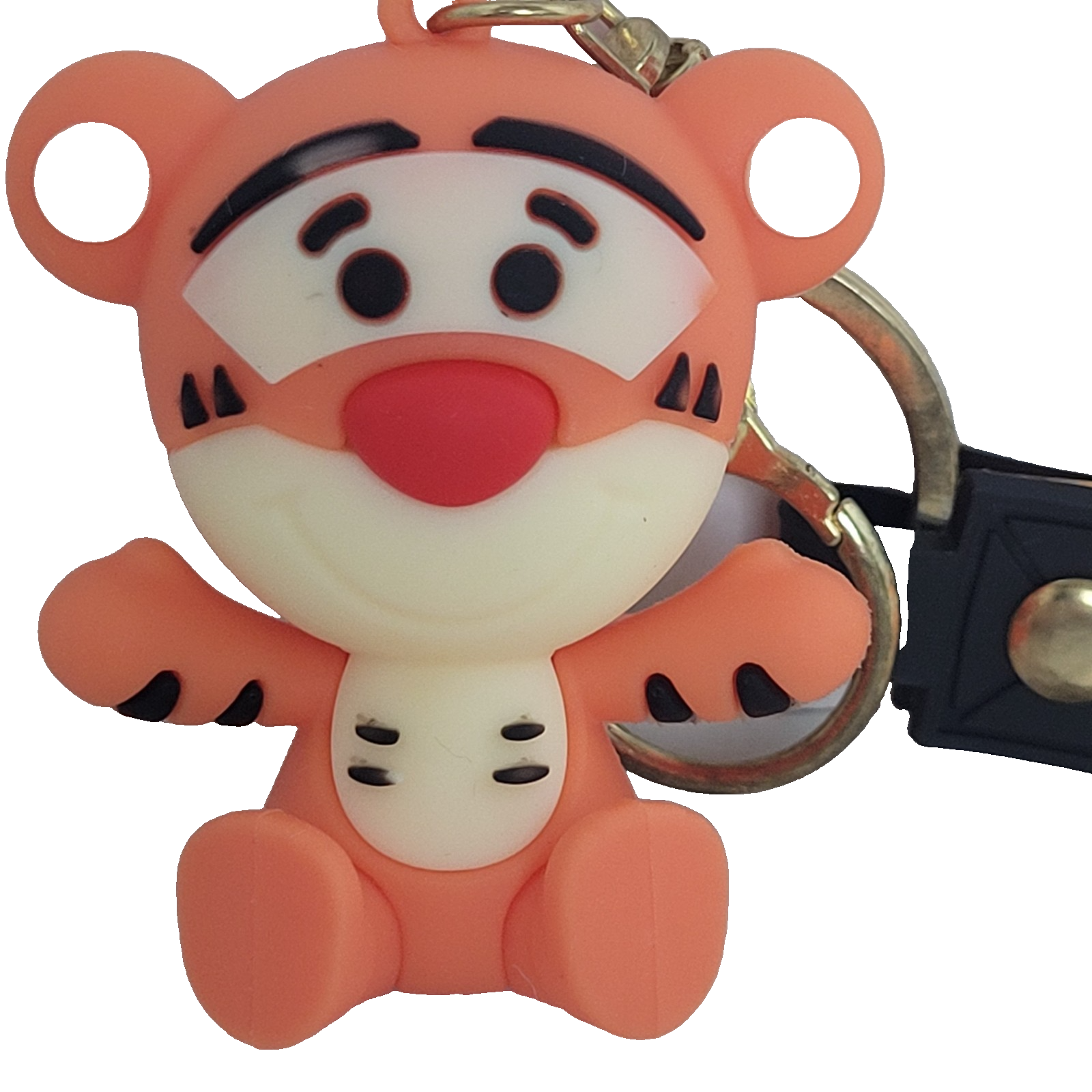 Orange Tiger Cartoon Chibi Keychain Key Fob Rubber Strap MECHA...