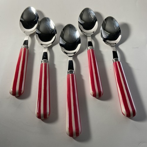 Set Red White Stripe 5-pcs 18/10 France