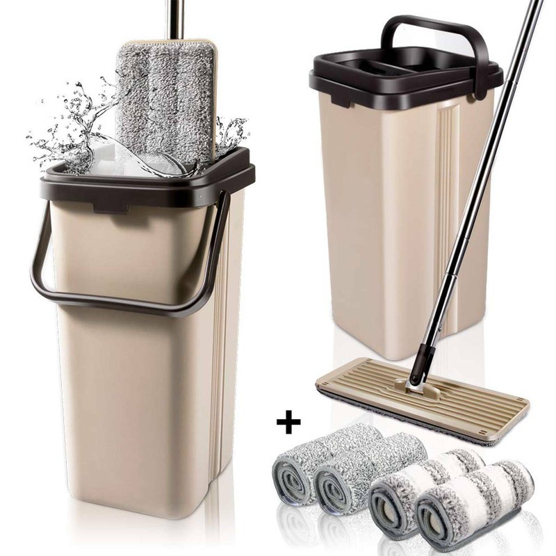 Wischmop Mopp Bodenwischer Set 360° Teleskopstiel 2in1 Hands Free Komfort-Mopp