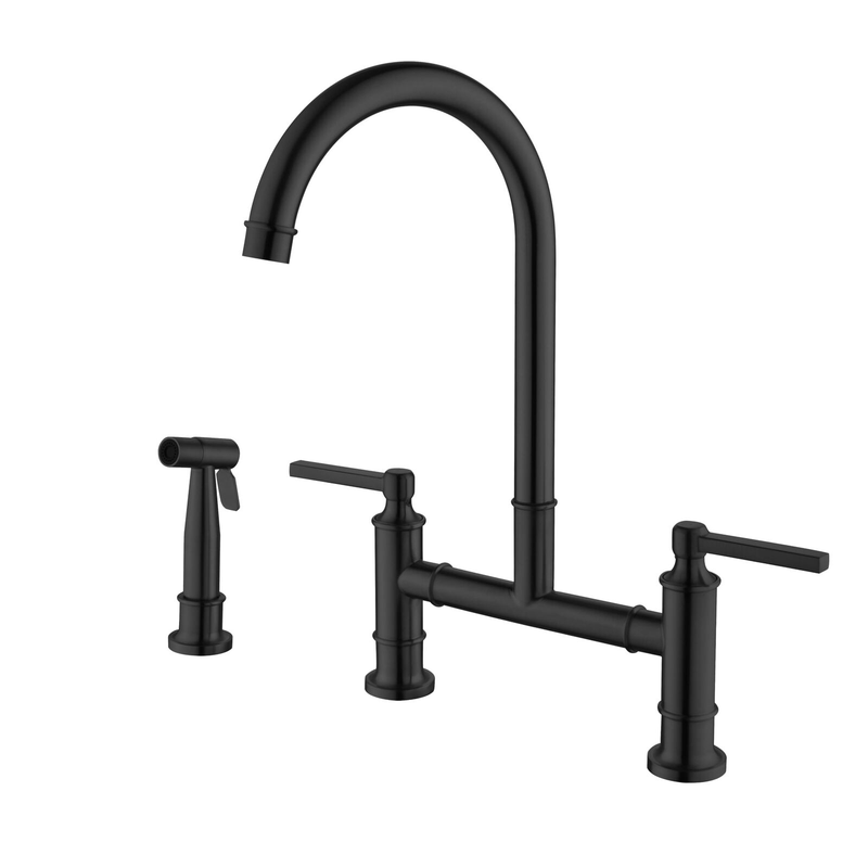 Kitchen Bridge Faucet with Side Sprayer, 8 Inch Brass Kitchen Faucet 2 Handle...