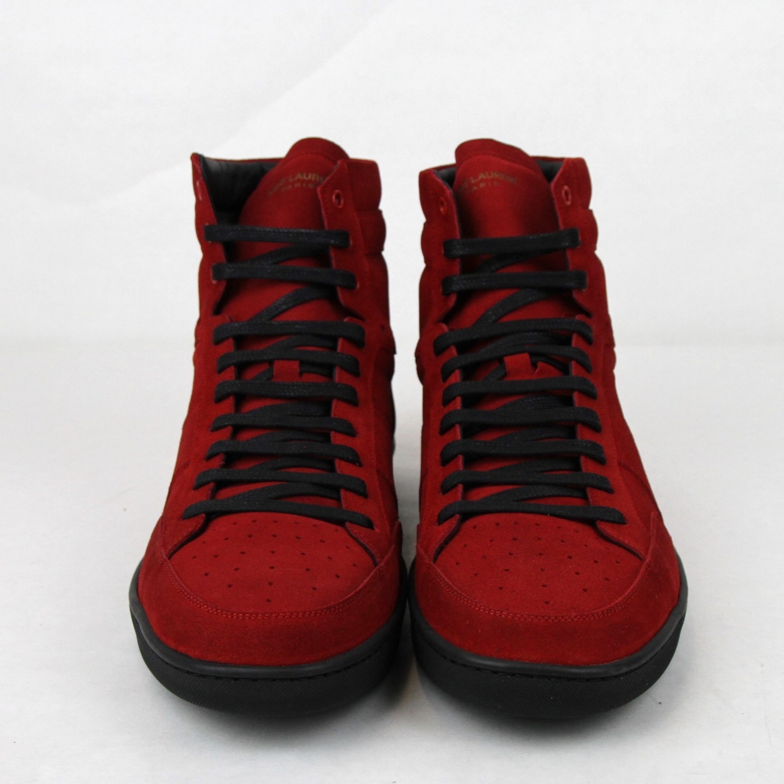 Pre-owned Saint Laurent Men's Red Suede Hi Top Sneakers It 49 / Us 16 418026 6422