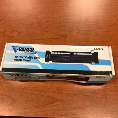 Vanco 820572 12 Port CAT5e Mini Patch Panel, BLK