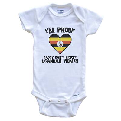 I'm Proof Daddy Can't Resist Ugandan Women Funny Uganda Flag Heart Baby Bodysuit