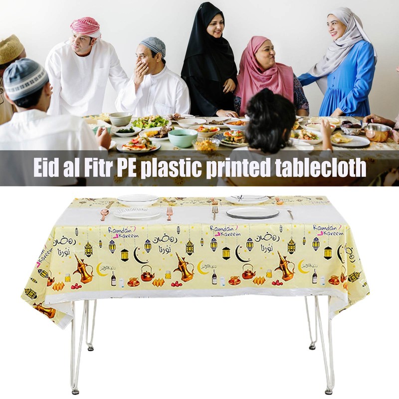Eid Mubarak Tablecloth Ramadan Kareem Cover Decoration Waterproof PE Table Cloth