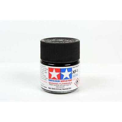 Tamiya Acrylic Mini XF1 Flat Black TAM81701 Plastics Paint Acrylic
