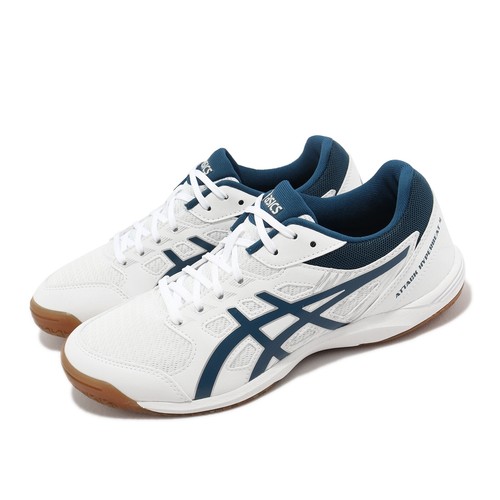 Мужские кроссовки Asics Attack Hyperbeat 4 White Mako Blue Gum унисекс для настольного тенниса 1073A056100