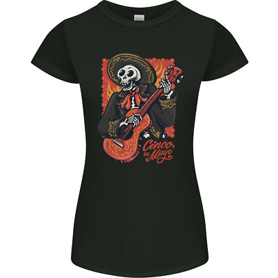 Mariachi Skeleton Cinco De Mayo Skull Womens Petite Cut T-Shirt