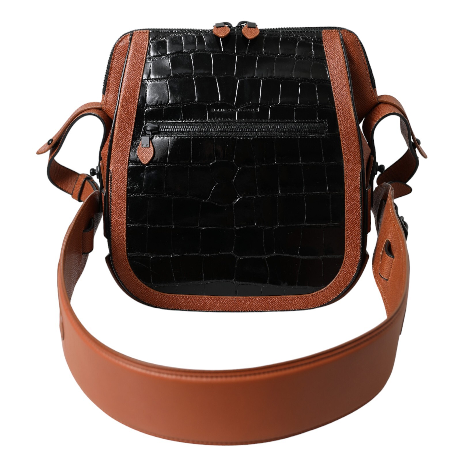BALENCIAGA Bag Black Brown Exotic Skin Leather Vertical