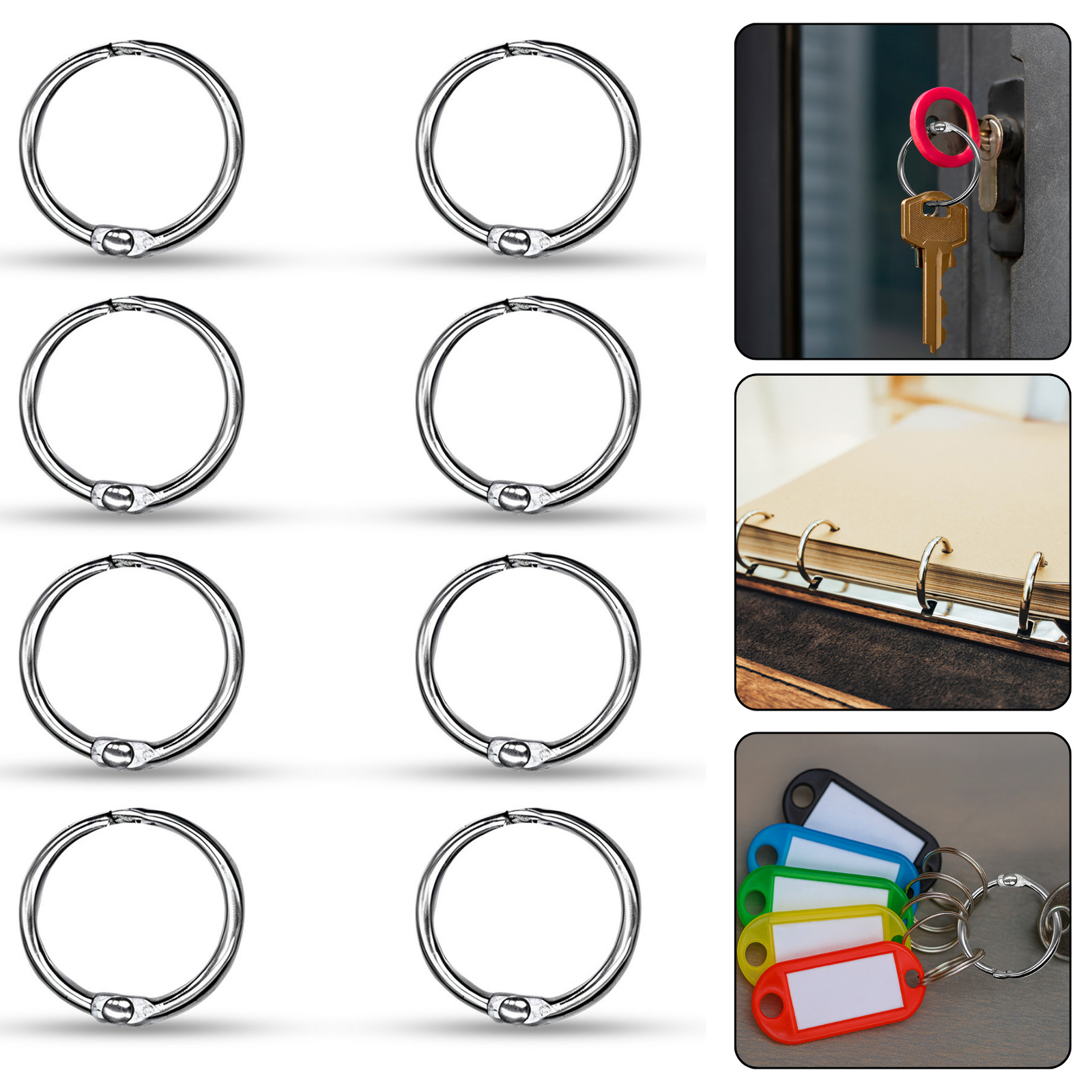 Small - Large Silver Metal Split Rings Keyring O Ring Keys Ring 20 25 32 38mm