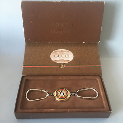 Vtg GUCCI Interlocking Golden Circle Sherry Line Keyring Accessory Collection GG