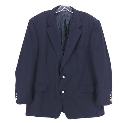 Vintage Burberry's Dark Blue Super 100's Wool Blazer Sport Coat Crest Button 46R
