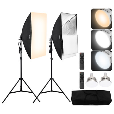 Softbox Lighting Kit 20 in x 28 in 45W 3000-6500K LED Bulbs for Photography