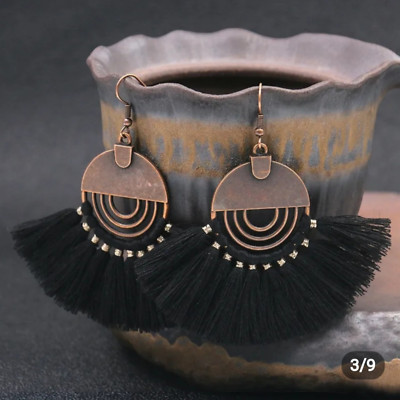 Fashion Vintage Boho Style Multicolor Cotton Thread Dangle Earrings For Women