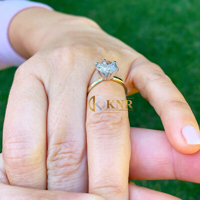 Pre-owned Knr 14k Solid Yellow Gold Round Cut Moissanite Engagement Ring Solitaire Prong 3.00 In White