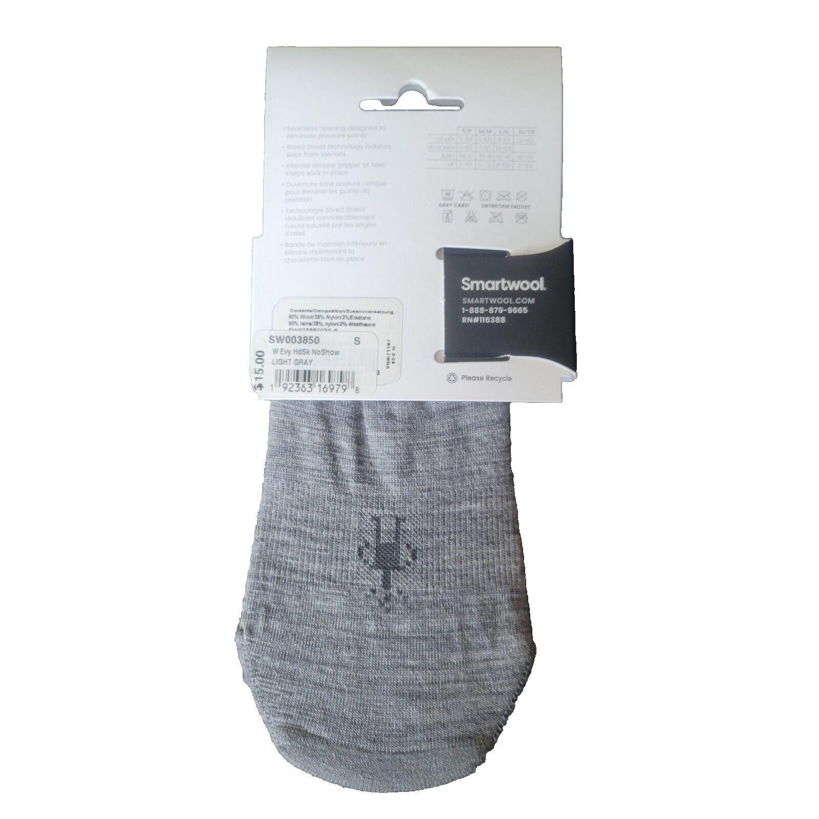 SmartWool Everyday No Show Sneaker Socks Women's S Light Gray