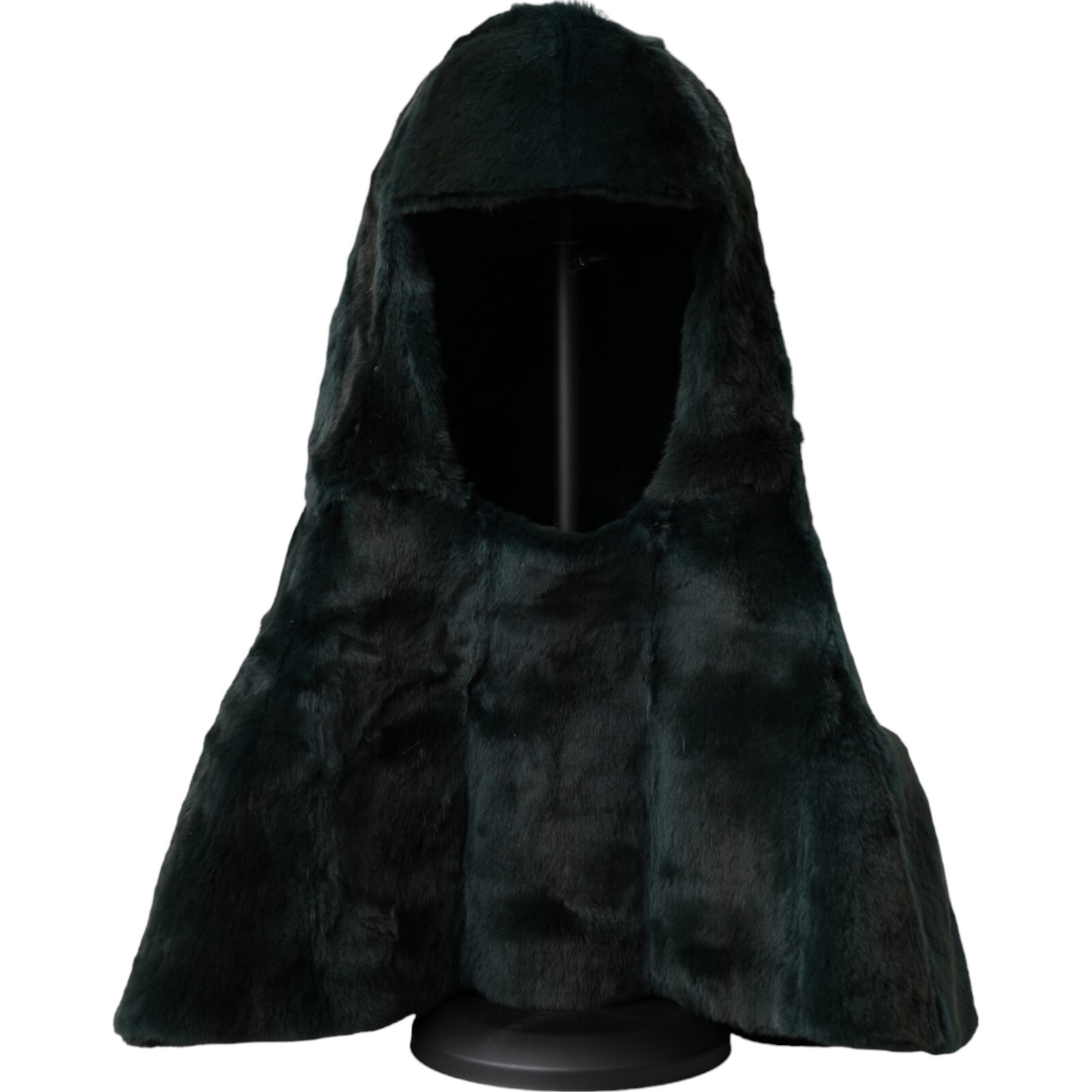 DOLCE & GABBANA Hat Black Weasel Fur Whole Head Wrap Capello