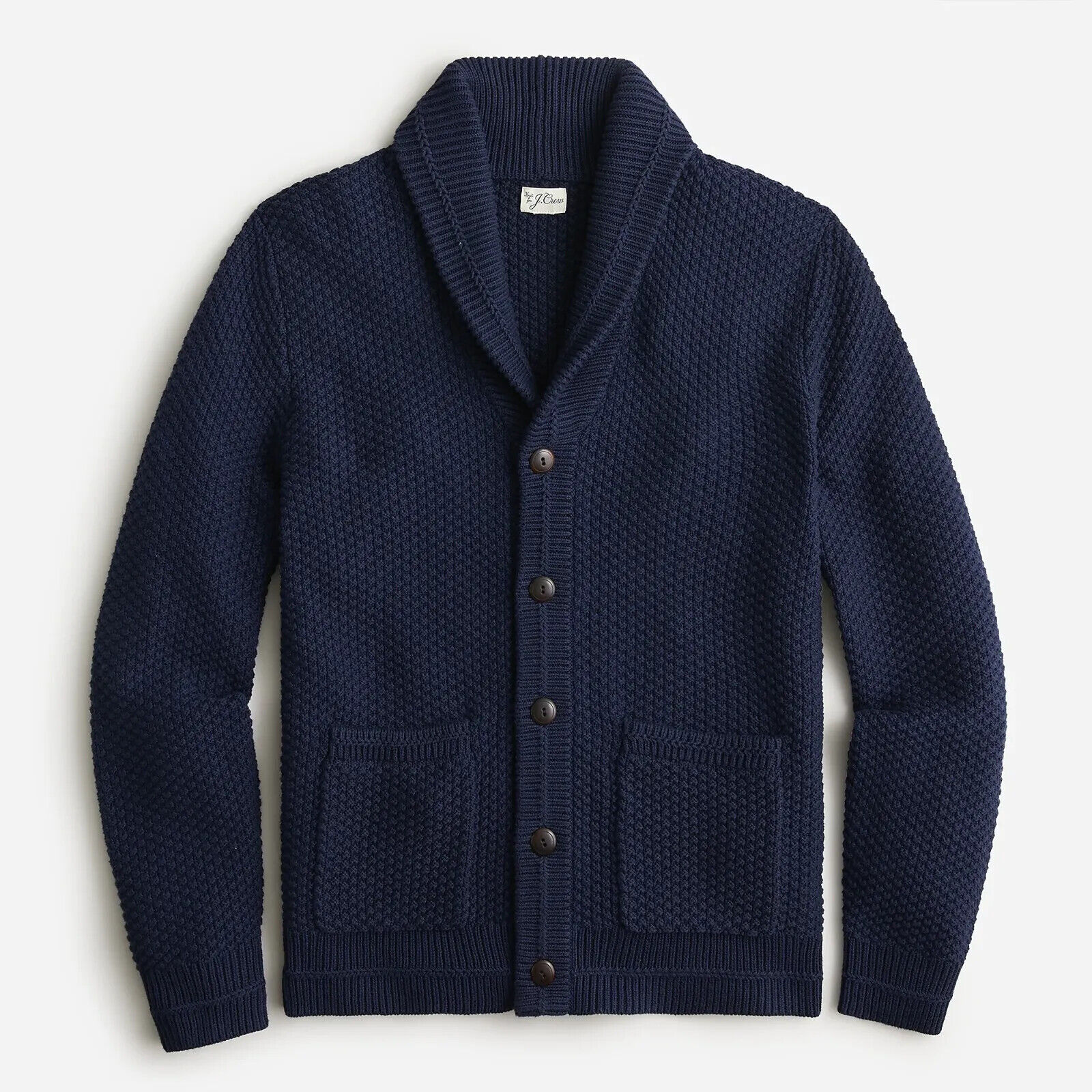 J. CREW Men's Checker-stitch Shawl Collar Cardigan Sweater J. CREW Men's Checker-stitch Shawl Collar Cardigan Sweater