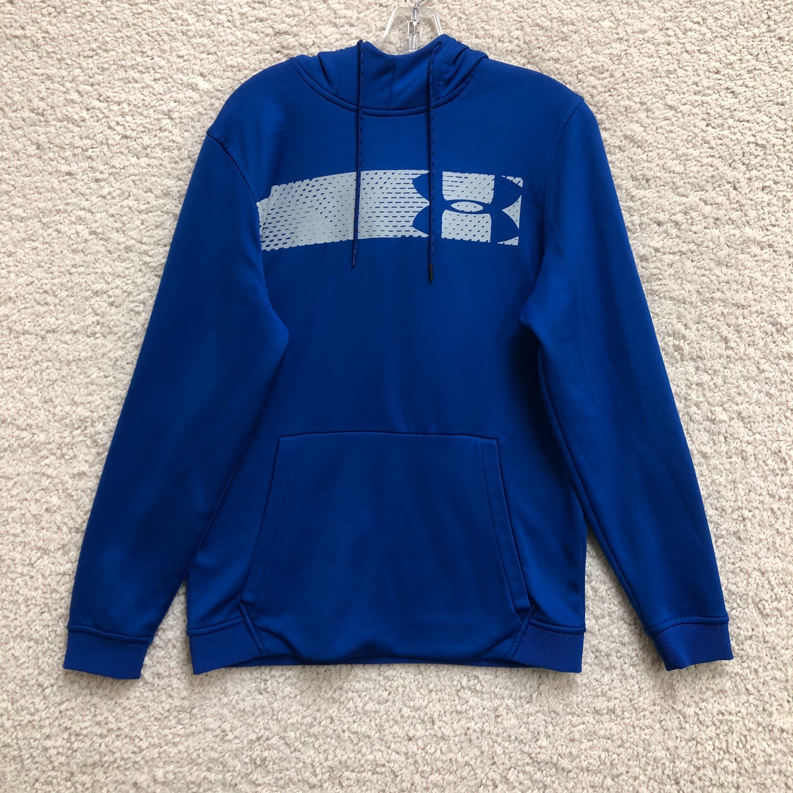 Under Armour Hoodie Medium Mens Blue Loose Coldgear Pullover Graphic Sweatshirt