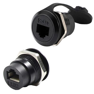 2Pack RJ45 Panel Mount Coupler Ethernet LAN Pass Through Connector CAT6 Femal...
