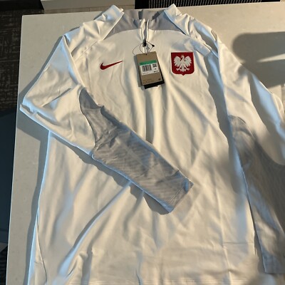 Nike Poland 1/4 Zip Mens Sz XL White Slim Fit Strike Drill Soccer Top DH6459-100