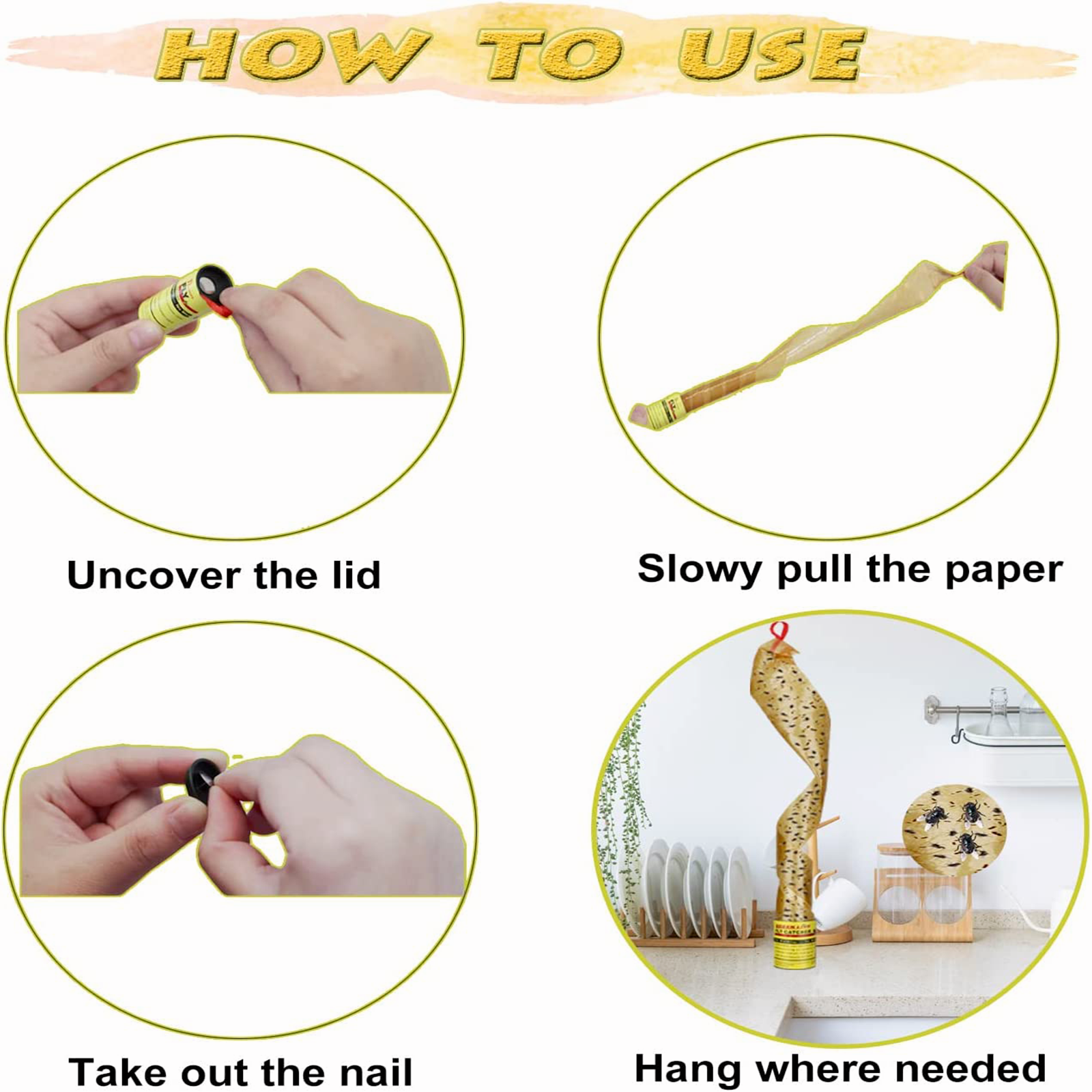 16 Rolls Fly Sticky Trap Paper Insect Bug Catcher Strip Fly Sticker Non Toxic