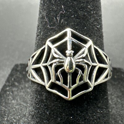 New Condition Sterling Silver Spider Web Ring 925 Size 7