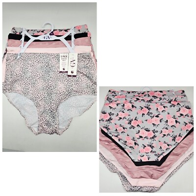 5 Pk GLORIA VANDERBILT Womens XL 2XL Microfiber Tag Free Briefs Black Gray Pink