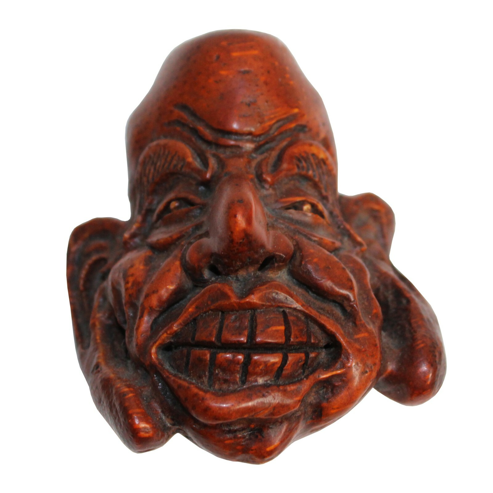 Chinese Bamboo Carved Happy Man Face Display ws301S Chinese Bamboo Carved Happy Man Face Display ws301S