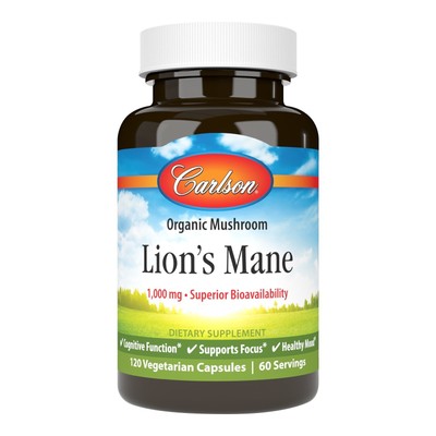 Carlson Laboratories Lions Mane-1000 мг-Превосходная биодоступность в 120 капсулах