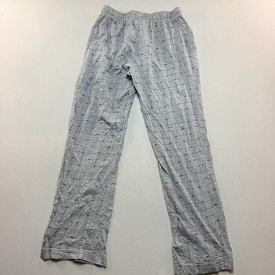 Lacoste Pajama Pants Mens Small Grey Grid Logo Sleepwear Lounge Bottoms