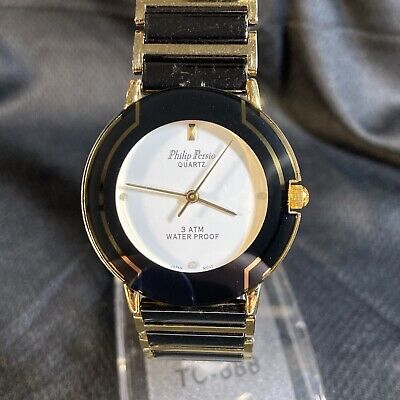philip persio white dial round gunmetal gray titanium band watch mens 75 inch 285564241270
