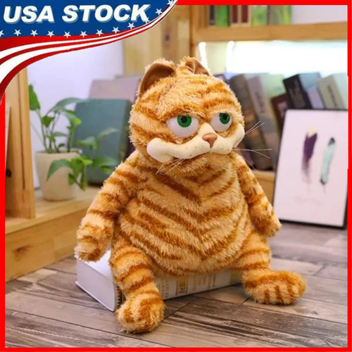 Fat Orange Plush Cat Stuffed Toy,Lifelike Yellow Tabby Kitty Toys Kids Gift 30cm
