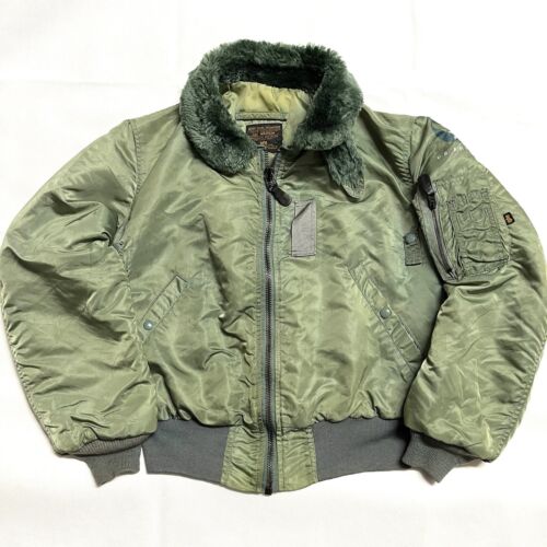 VINTAGE ALPHA IND TYPE B-15D USAF FLIGHT JACKET 70/80 SAGE VINTAGE ALPHA IND TYPE B-15D USAF FLIGHT JACKET 70/80 SAGE