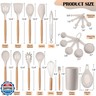 HaWare Kitchen Cooking Utensils Set, 23-Piece Silicone Kitchen Utensils Spatula Set with Holder, Heat Resistant Wooden Handle Kitchen Gadget for Nonstick Cookware, Food-grade Turner Spoon Sets (Khaki)