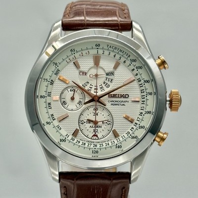 [NEUF] SEIKO Perpetual Calendar 7T86-0AC0 Chronograph Alarm Quartz Vintage Watch