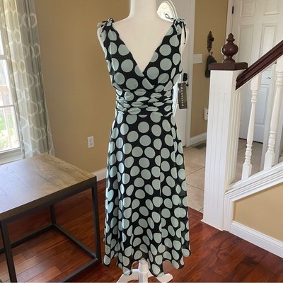 NWT Chiffon Polka Dot Flowy Lined Cocktail Party Dress, Connected Apparel, Sz 6