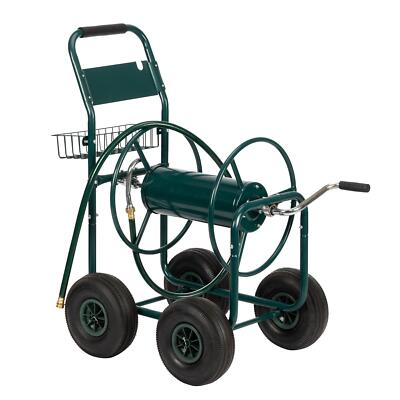 Garden Metal Hose Reel Cart Storage Basket Yard Gardening Wa