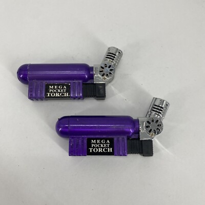 LOT OF 2 Novelty MEGA Pocket Torch Refillable Butane Lighter Purple