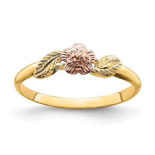 lui jewelry ルイジュエリー fleur ring 13号 Lex & Lu 14k Two-tone Gold D/C Leaves w/Flower Ring Size 7