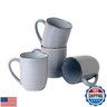 famiware Tempus Coffee Mugs Set of 4, 14 oz Cup Set, Stoneware Mugs with Handle for Coffee, Tea, Cocoa, Milk, Cappuccino, Microwave Safe - Pearl Blue
