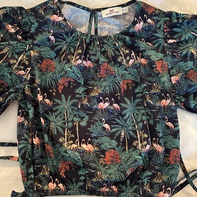 Vineyard Vines Resort Puff Sleeve Blouse Chappy Toile Nautical Navy Top Small