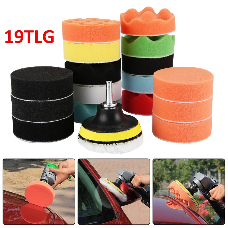 19x Auto Polierschwamm Polieraufsatz Bohrmaschine Polierpad Set Autopolitur 75mm