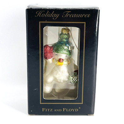 VTG 2003 FITZ & FLOYD HAPPY SNOWMAN CHRISTMAS ORNAMENT-HOLIDAY-SEASONAL-NEW-NIB