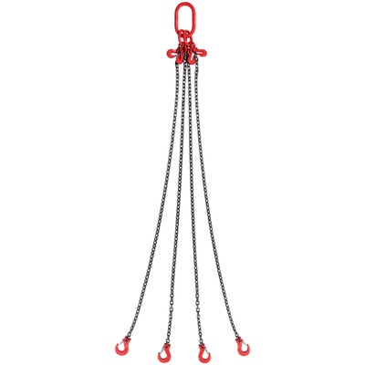 VEVOR 1/4" x 5' Chain Sling 4 Legs G80 Lifting Chain with Grab Hooks 6600 lbs