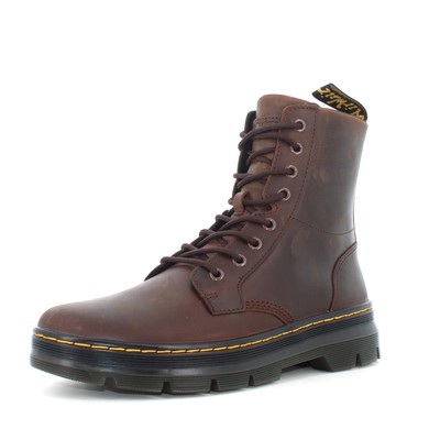 Pre-owned Dr. Martens A23us Men's Ankle Boots 26006207 Combs Leather Crazy Horse In Brown