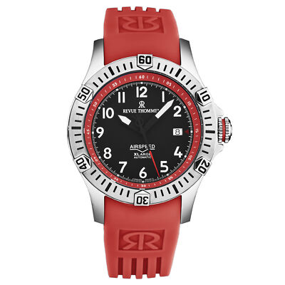 Pre-owned Revue Thommen Men's 'air Speed' Black Dial Red Strap Automatic 16070.4736