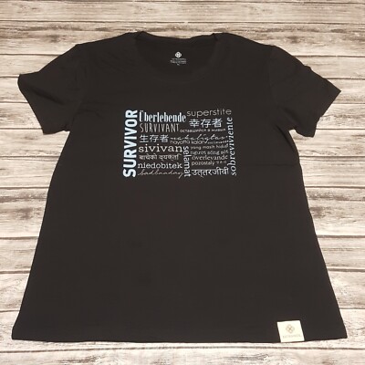 3 Strands Size XL Unisex T Shirt Survivor Short Sleeve Multi Language Black