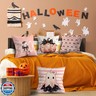 Halloween Pillow Covers 18×18 Set of 4,Ghost Linen Pillow Case Pumpkin Decorative Pillowcase Pink Pillowcover Halloween Decor for Home Couch Bed Indoor Outdoor